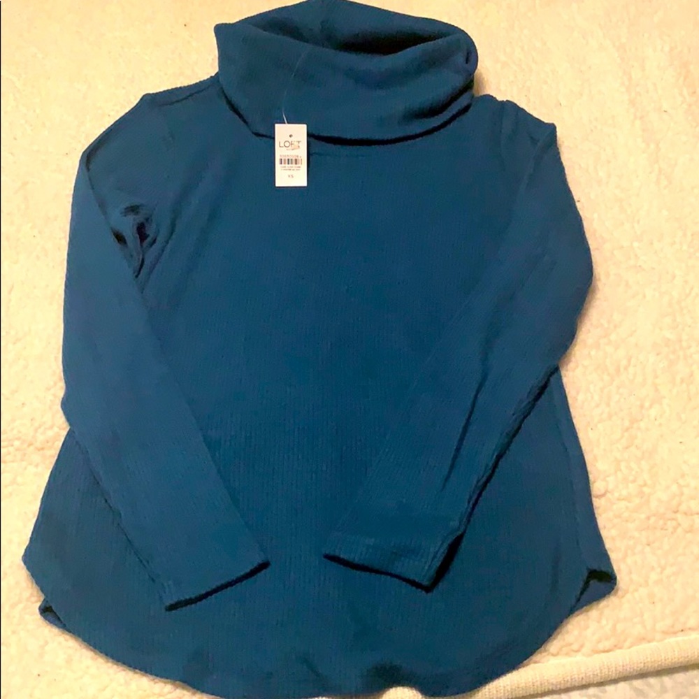 LOFT Cowl-neck Turquoise Sweater